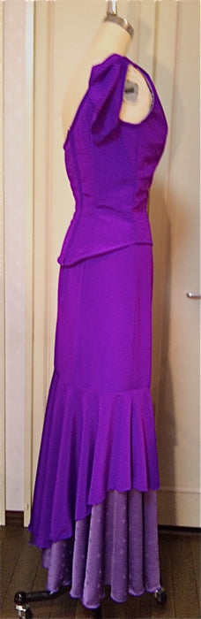 オリジナルデザイン フラメンコ 衣装流れるようなラインのワンショルダー・ドレープ スーツ Tatiana
