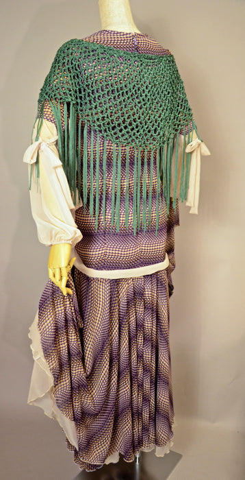 フラメンコ 衣装 シージョスペイン製クロシェ手編みストレッチ・シルクシージョfishnet  スカーフ ストール