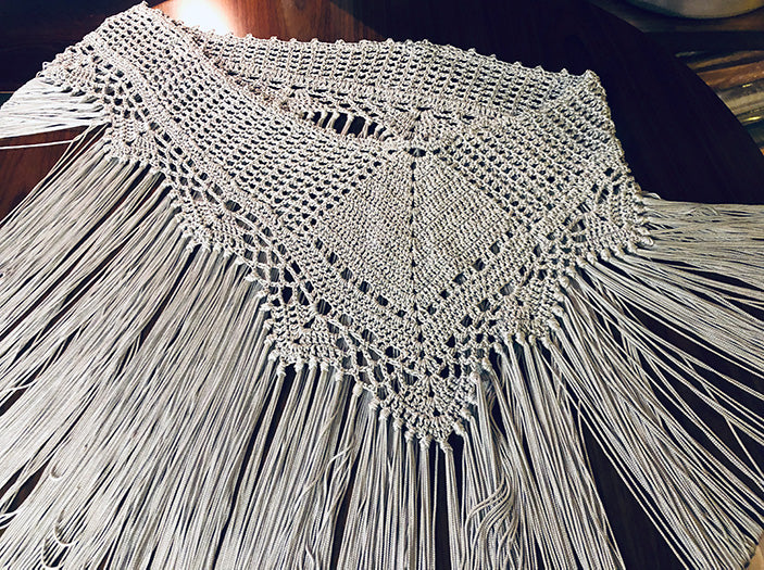 スペイン製オリジナルカラー・手編みクロシェ・シージョ スカーフ ストール