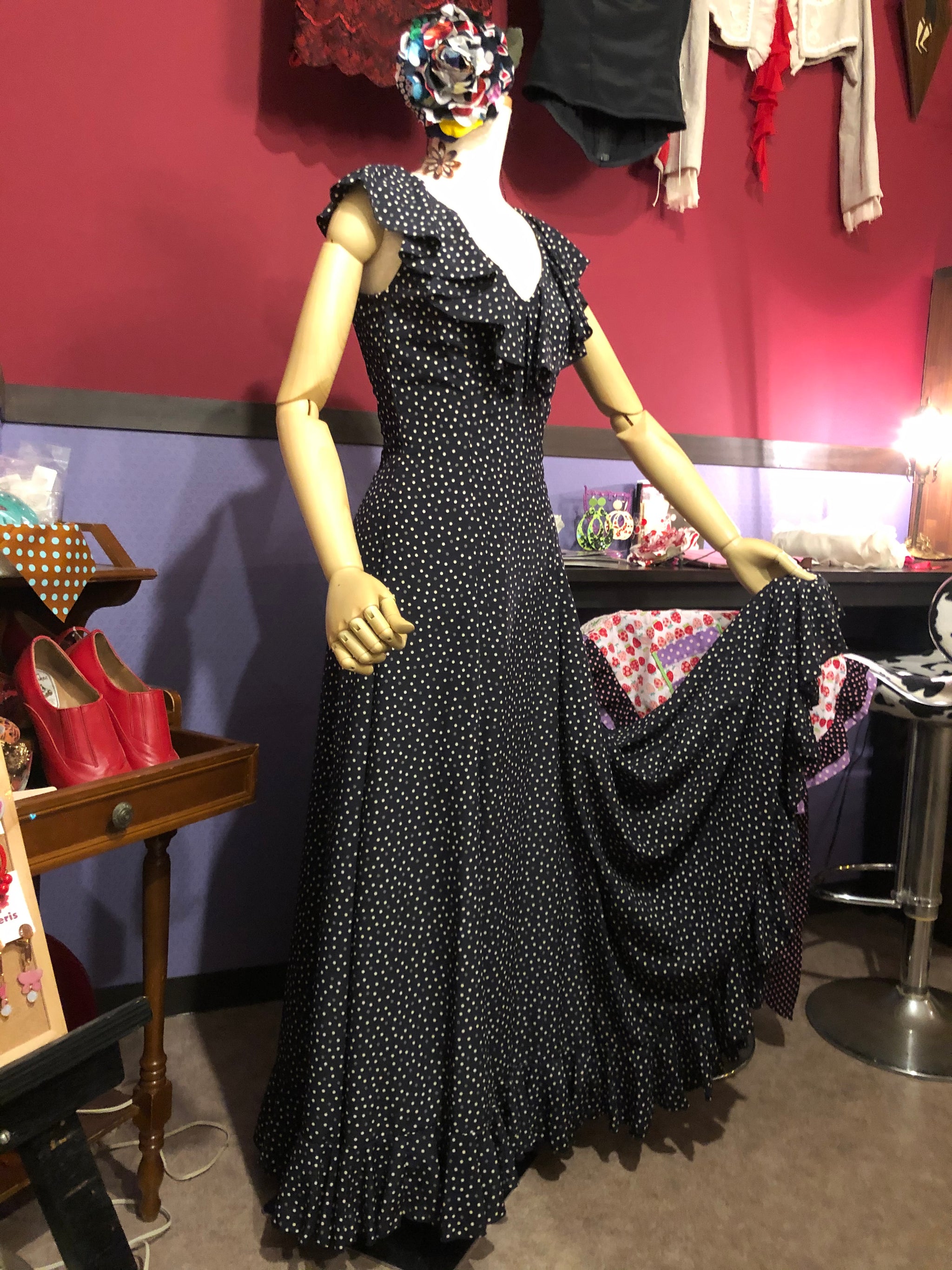 一点ものフラメンコ 衣装 シンプル水玉ドレス - atelier Bellissima