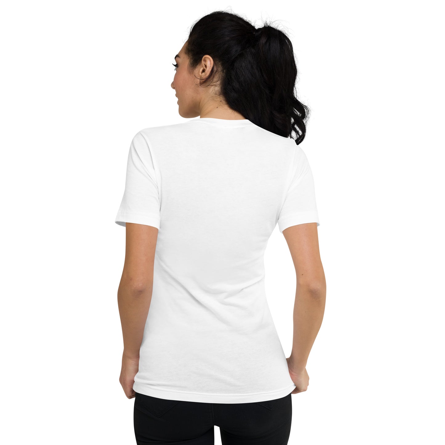 BELLAロゴ刺繍 ユニセックス 半袖VネックTシャツ