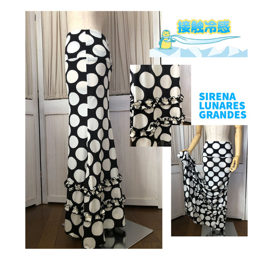 接触冷感&速乾性 オリジナル マーメイド スカート<br>SIRENA LUNARES GRANDES シレナ 渋色大きな水玉　BS-242