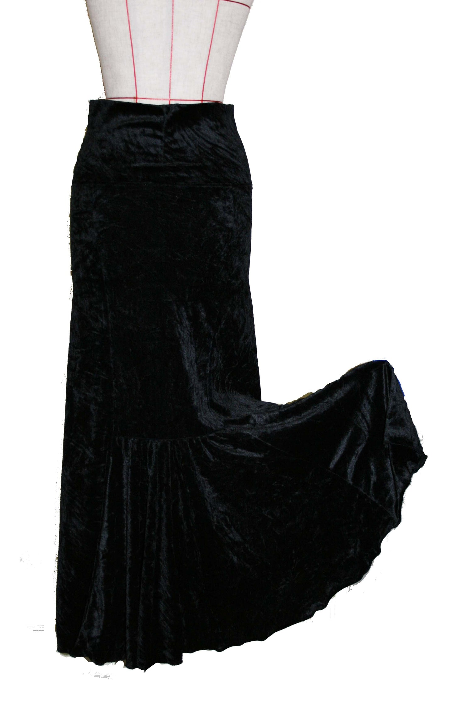 オリジナル フラメンコ スカート ストレッチニット マーメイド ファルダ  スカート  Sirenaクラッシュベロア 黒