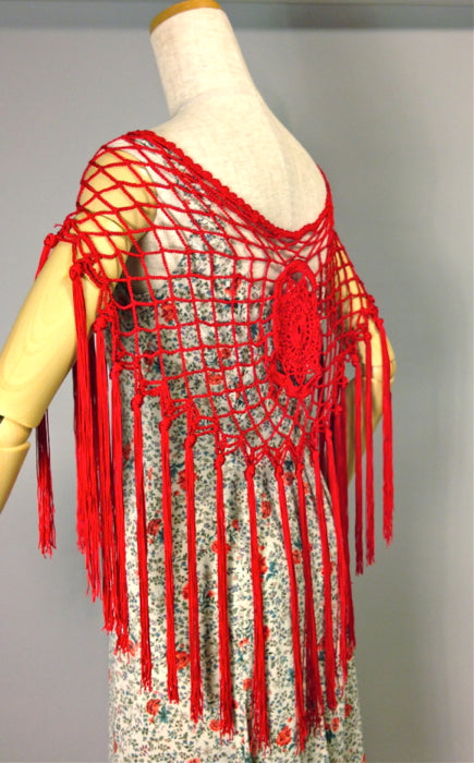 フラメンコ 衣装 シージョスペイン製メダリオンモチーフ・クロシェ手編みシージョ (スカーフ/ストール)
