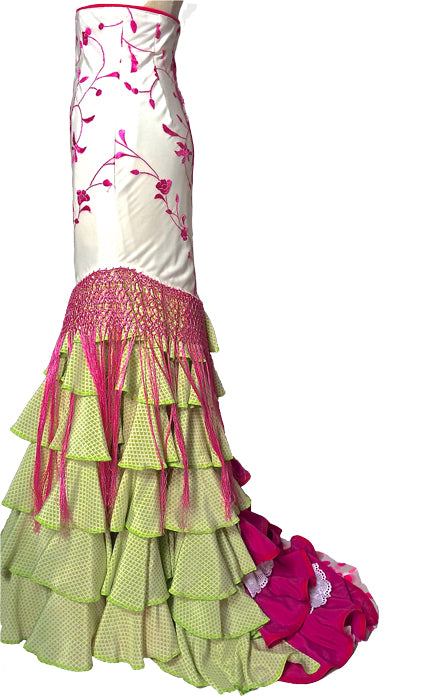 フラメンコ 衣装 バタデコーラ セビージャ製シルクマントン使用 ハイウエスト コリン Guajira