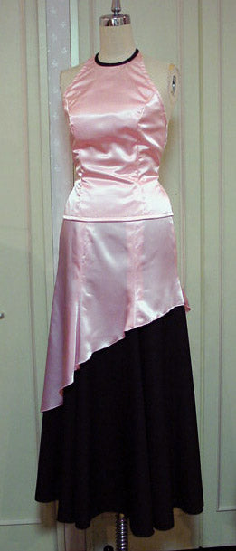 フラメンコ 衣装ピンク＆ブラック ホルターネック・スーツ