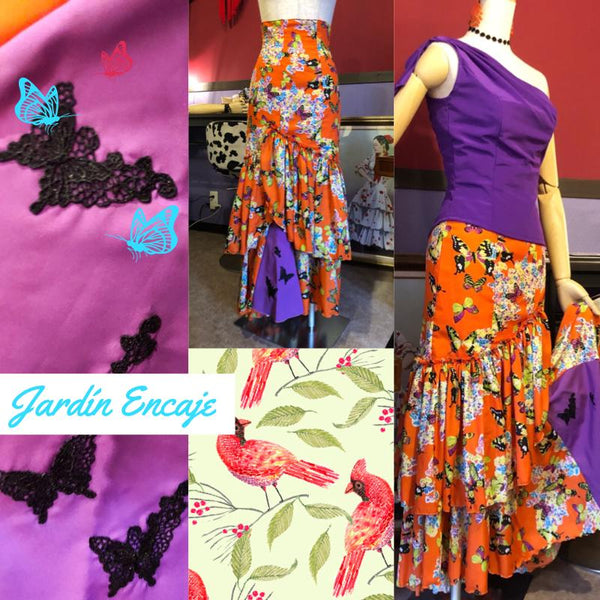 1点物！フラメンコ スカートバタフライプリント マーメイド ファルダ